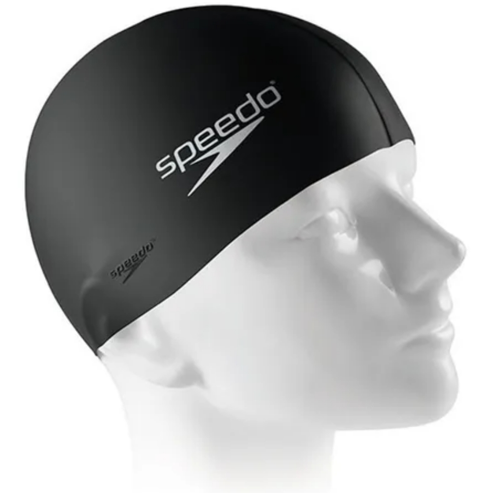 Speedo Black Silicone Flat Swim Cap OS